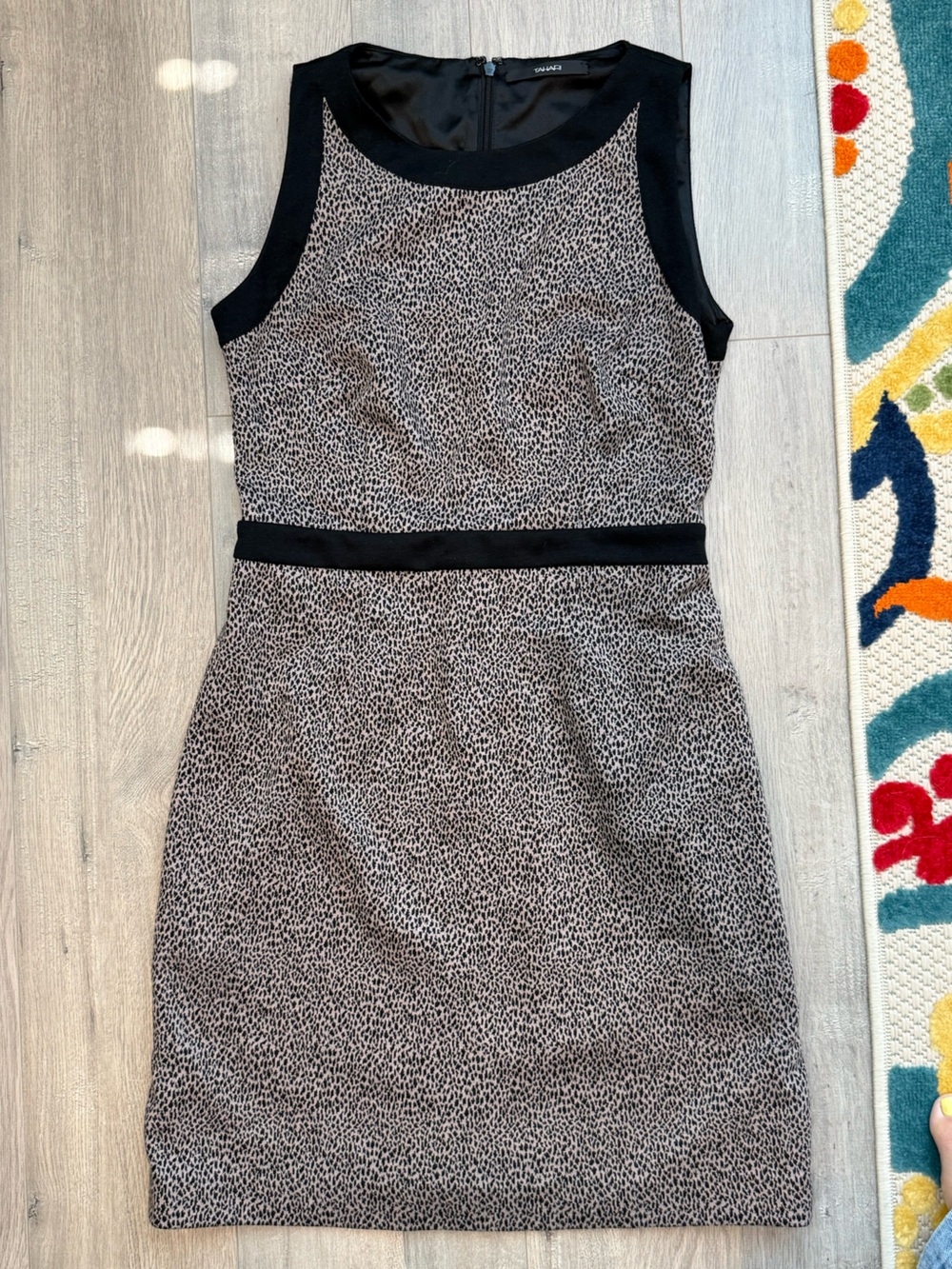 Tahari Black Trim Animal Print dress